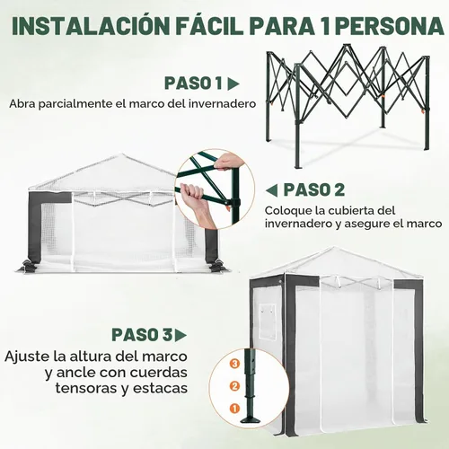 Vista 4 de EAGLE PEAK Invernadero desplegable para caminar 6x4, gris/blanco