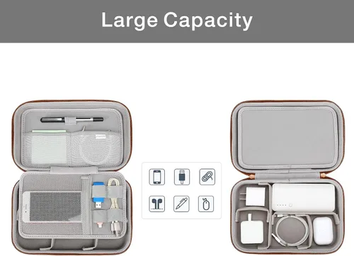 Vista 2 de MOSISO Funda organizadora electrónica de viaje compatible con adaptador de corriente MacBook, compatible con Magic Mouse y lápiz, tarjeta SD, disco