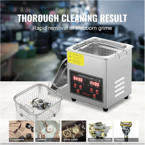 Vista 5 de Ultrasonic Cleaner with Digital Timer and Heater, Stainless Steel Cleaning Machine for Jewelry and Small Items