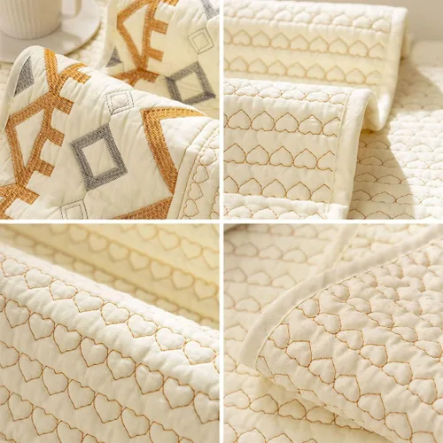 Vista 7 de Funda para sofá con bordado de granja, diseño geométrico, de algodón, acolchada, para sofá seccional, antideslizante, suave, protector de muebles