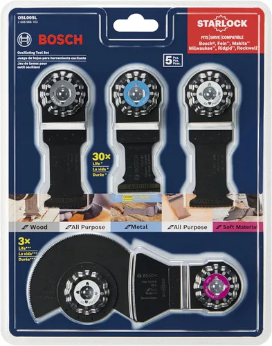 Vista 2 de BOSCH Starlock® Juego de cuchillas oscilantes para corte de carburo multiherramienta OSL005L (5 piezas)