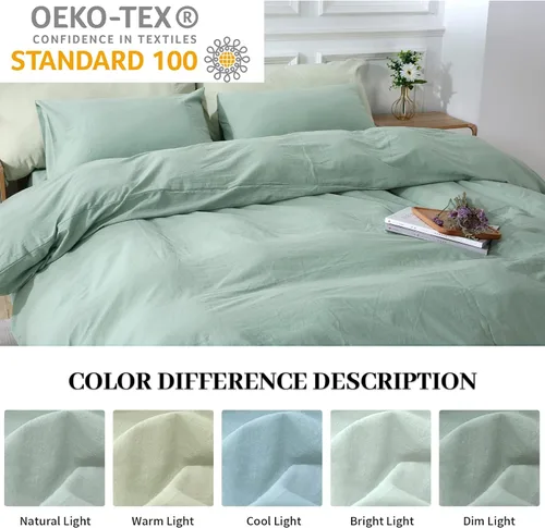 Vista 173 de NEXHOME PRO Funda de edredón Twin XL 100% algodón lavado, transpirable, duradera, texturizada, similar al lino, juego de ropa de cama para el hogar
