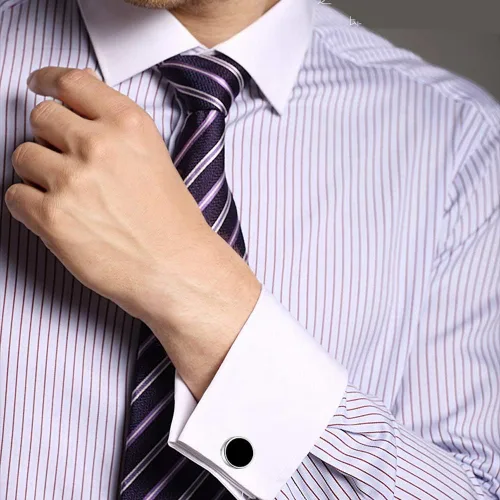 Vista 2 de MERIT OCEAN Juego de gemelos de ónix para hombre y tachuelas de plata y negro para hombres de esmoquin camisas de negocios regalo de boda