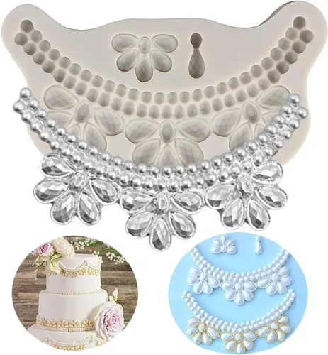 Vista 10 de Moldes de silicona con bordes de perlas, molde redondo para cadena de perlas para decoración de tartas, decoración de cupcakes, caramelo y goma
