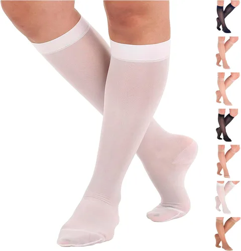 Vista 12 de ABSOLUTE SUPPORT Fabricado en EE. UU. - Medias de compresión graduada opacas para rodilla de soporte transparente para mujeres 15-20mmHg Para Negro