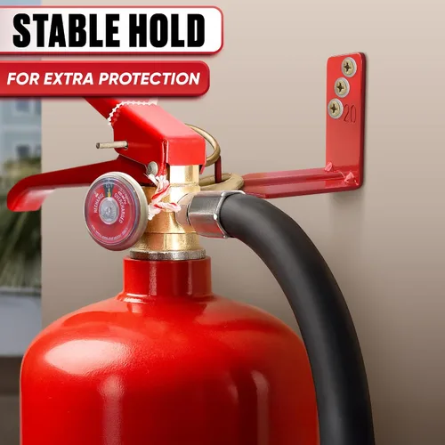 Vista 9 de Juego de 2 soportes de montaje para extintor de incendios, ganchos de montaje en pared resistentes de 2.36 x 1.57 x 2.36 pulgadas, tornillos