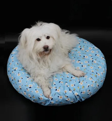 Vista 3 de Funda ajustada para cama circular para perros, reemplazo impermeable y lavable, funda de almohada de plástico para cama de dona de pelo sintético