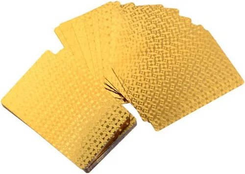 Vista 2 de Cartas de póquer resistentes al agua, de 24 quilates, con caja de regalo