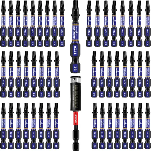 Vista 21 de Geinxurn Juego de brocas de destornillador magnético de impacto de seguridad T15 de 2 pulgadas, juego de brocas de potencia de cabeza Torx #15 de 51