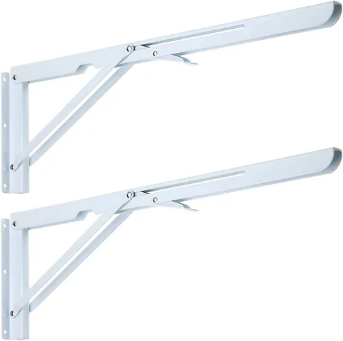 Vista 11 de Sumnacon - Soportes plegables resistentes, soportes de estante de metal negro de alta resistencia para mesa y banco, escuadra triangular de 8