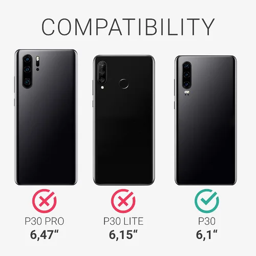 Vista 6 de kwmobile Funda compatible con Huawei P30 - Funda de silicona TPU con acabado suave - Negro