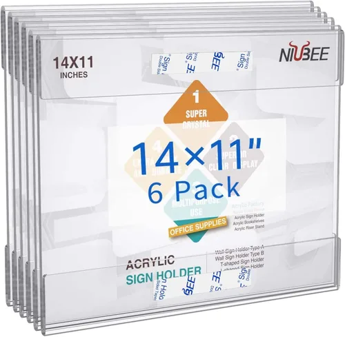 Vista 8 de NIUBEE Soporte de letrero acrílico de montaje en pared de 4 x 6 pulgadas con cinta adhesiva de doble cara para oficina, hogar, tienda, restaurante