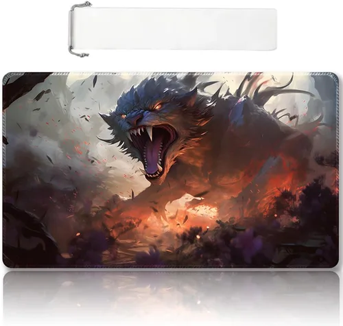 Vista 25 de Tapete de juego MTG cosido de alta calidad con zonas y respaldo de goma antideslizante, tapete de juego TCG para MTG y otros juegos de cartas, Dkt
