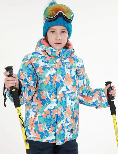 Vista 2 de PHIBEE Chaqueta de esquí impermeable transpirable para niños grandes
