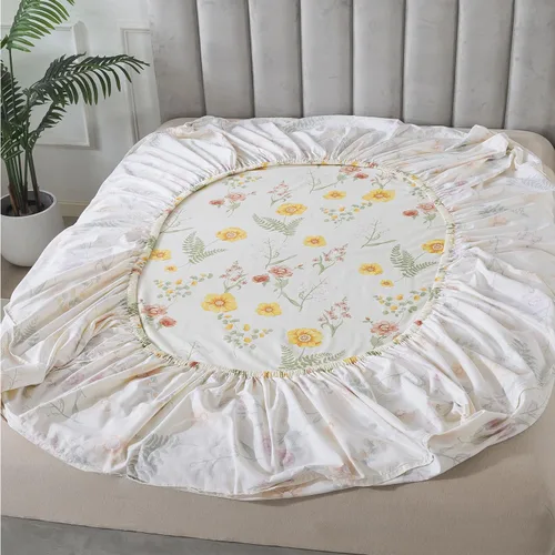 Vista 9 de FADFAY Juego de sábanas de percal de algodón cepillado con bolsillo profundo, sábana bajera ajustable de lujo con estampado floral de caléndula