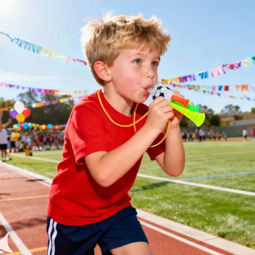Vista 5 de BESPORTBLE 10 bocinas de estadio Vuvuzela, mini sonoras de plástico con cordón, trompetas de pelota de fútbol para juegos de fútbol, eventos