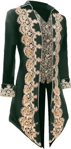 Vista 2 de VOREING Chaqueta pirata steampunk para hombre, gótico, príncipe victoriano, abrigo
