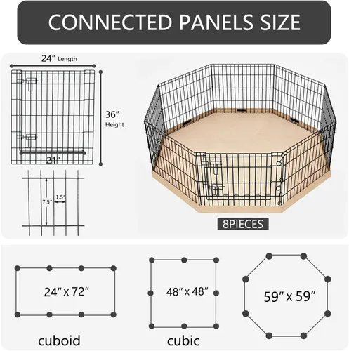Vista 39 de PETIME - Corral plegable de metal para ejercicio de perros/Parque de juegos para cachorros con 8 paneles para interior/exterior, valla de patio