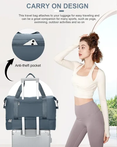 Vista 5 de Bolsa de viaje para mujer, bolsa deportiva para gimnasio, E2-JewelBlue