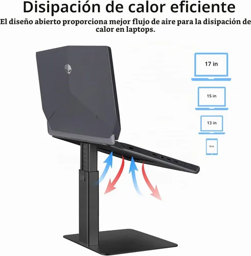 Vista 6 de Soporte para Escritorio de Computadora Portátil, Soporte de Aluminio Ergonómico para Computadora Portátil con Altura Ajustable de 7-15", Elevador