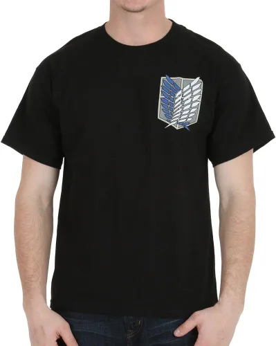 Vista 2 de Ripple Junction Attack on Titan Men's Short Sleeve T-Shirt Front & Back Graphic Survey Corps Emblem Officially Licensed