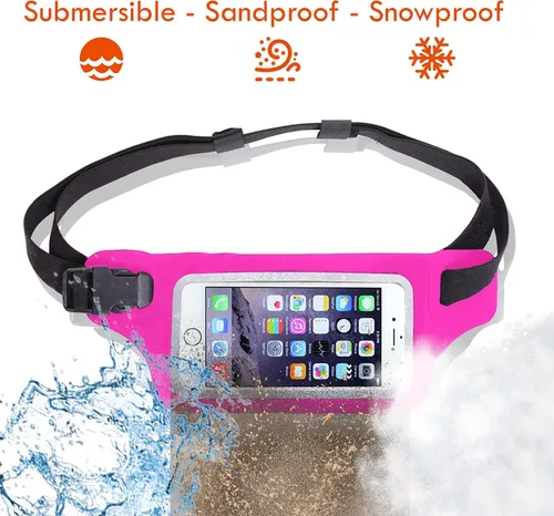 Vista 9 de Riñonera impermeable para correr para iPhone 6, 7, 8, 11, 12 Plus y Android Samsung, con funda para pantalla táctil, bolsa de cintura seca con Hot
