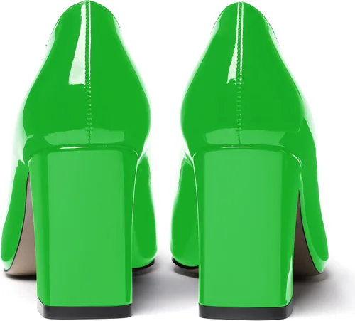 Vista 4 de WAYDERNS Zapatos de tacón alto con puntera cuadrada sólida para mujer, de 3 pulgadas