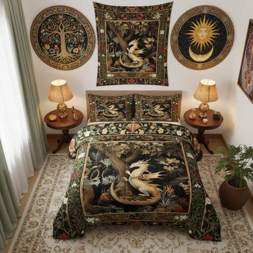 Vista 33 de Manfei Juego de edredón de calavera de azúcar para niños, juego de ropa de cama con temática de calaveras de Halloween, ropa de cama de estilo Azul