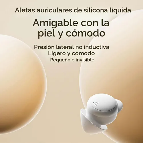 Vista 2 de Audífonos Bluetooth inalámbricos invisibles para dormir, con cancelación de ruido, discretos auriculares intrauditivos para dormir, auriculares Beige