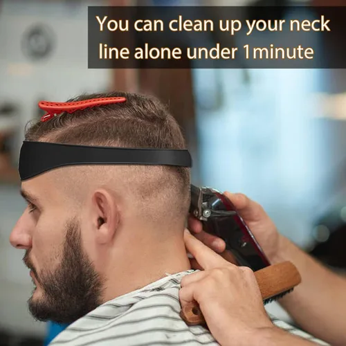 Vista 4 de Plantilla de afeitado de escote y guía de corte de cabello, banda de corte de pelo de silicona duradera curvada de alta calidad para cortes de pelo