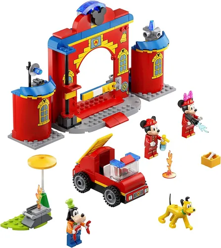 Vista 3 de LEGO Disney Mickey and Friends - Kit de construcción de Mickey & Friends Fire Truck & Station 10776; divertido juego de bomberos; nuevo 2021