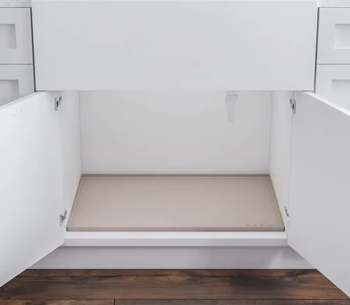 Vista 8 de BASIN - Tapete debajo del fregadero para baño - Las alfombrillas originales de silicona para debajo del fregadero para baño impermeables - Bandeja