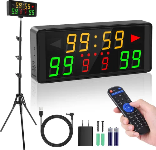 Vista 10 de Samshow LED Electronic Scoreboard Digital Score Keeper with Remote & Tripod, Basketball Scoreboard with Shot Clock & Timer & 12/24h Real Time for