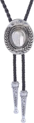 Vista 136 de Jeilwiy Corbata de bolo para hombre, corbata de vaquero occidental, collar de corbata de bolo dorado, corbata de cuero, corbata de Halloween
