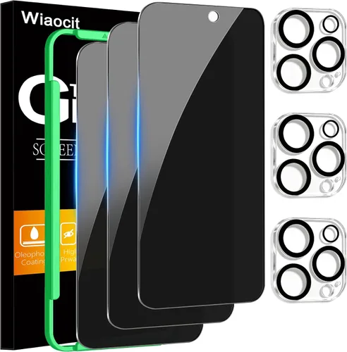 Vista 24 de Wiaocit 3 Pack Tempered Glass Screen Protector for iPhone 13 Pro with 3 Pack Camera Lens Protector, 9H Hardness, Bubble Free, Case Friendly