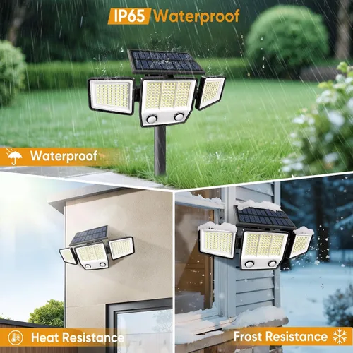 Vista 5 de MDCMDCM Luces solares para exteriores con sensor de movimiento, impermeables, 3000 lúmenes, 3 modos, luces de seguridad para exteriores, iluminación