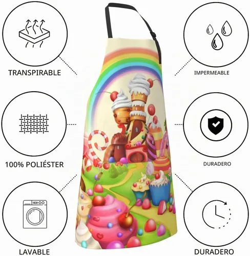 Vista 6 de Siiuuol Cute Cats - Delantal de cocina impermeable unisex con babero ajustable