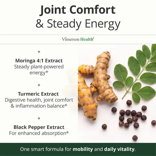 Vista 4 de Suplemento de Moringa + Cúrcuma Curcumina para la Salud de las Articulaciones, Salud Intestinal, Energía y Apoyo Inmunológico - Fórmula de Bienestar