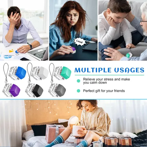 Vista 6 de Taiyin - 6 piezas de teclado, teclado clicker, llavero para la ansiedad con botón de descompresión, botón de clicker, juguetes para aliviar el Oscuro