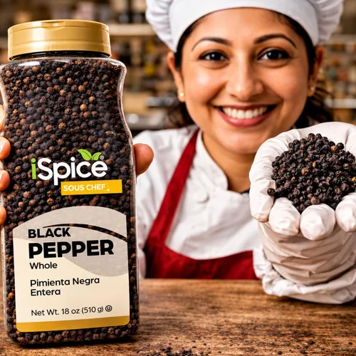 Vista 7 de iSpice Pimienta negra entera 18 onzas Tamaño al por mayor Especia gourmet Kosher