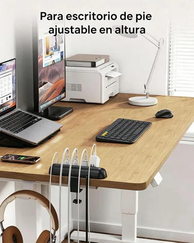 Vista 7 de TROND Regleta de alimentación con abrazadera de escritorio USB C PD 20 W, protector de sobretensiones con 4 salidas de CA, 4 puertos USB, cable