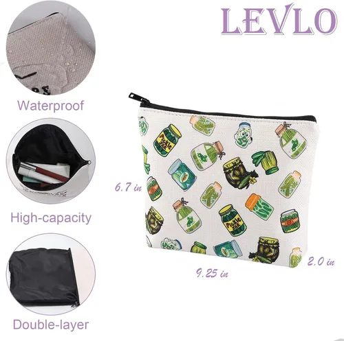 Vista 2 de LEVLO Pickle Bundle Gift Pickle Bachelorette Pickle Lover Bolsa impermeable con cremallera Pickle Queen para mujeres y niñas BFF, Pickle