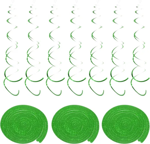 Vista 17 de MECCANIXITY 30 piezas negras colgantes de doble tira para colgar decoraciones de techo de plástico para fiestas de cumpleaños con gancho