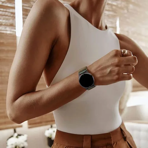 Vista 6 de Paquete de 2 bandas elásticas de nylon para relojes compatibles con Garmin Vivoactive 5/6/Forerunner 55/165, correas deportivas ajustables