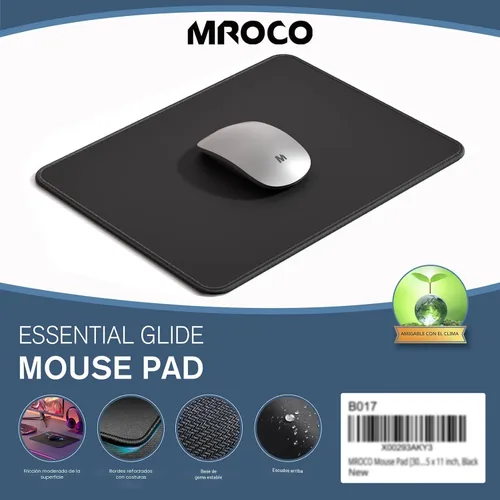 Vista 7 de Brothers Group Alfombrilla para mouse, 1 paquete Anti-Fray Stitched Edges, Premium Textured Surface, Non-Slip Rubber Base, Water and Stain