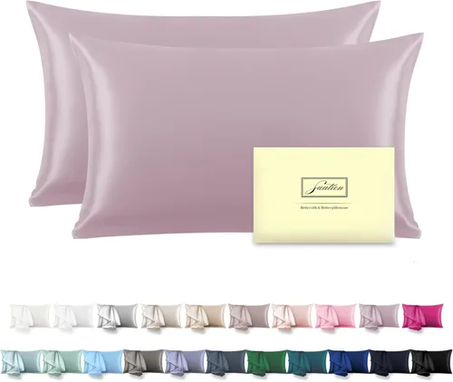 Vista 41 de Funda de almohada de seda para cabello y piel, suave, transpirable y resistente, funda de almohada de seda de tamaño Queen, fundas de almohada