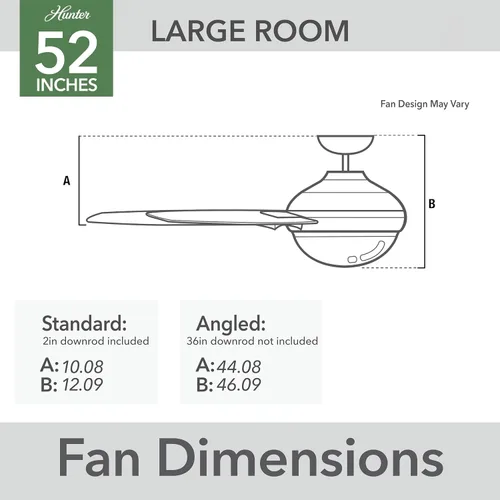 Vista 4 de Hunter Ventilador de techo interior contemporáneo con acabado blanco mate de 52 pulgadas con 3 aspas (renovado)