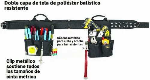 Vista 2 de CLC Custom Leathercraft 5609 - Cinturón de herramientas combinado eléctrico de 3 piezas, 20 bolsillos, negro, 29-46 pulgadas