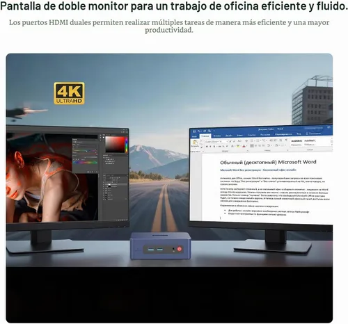 Vista 6 de Mini PC Beelink SER3, AMD Ryzen 3 3200U, 16GB DDR4 500GB NVMe M.2 SSD, salida Dual HDMI, WiFi5, BT5.0, LAN 1000M, Mini Computadora W-11