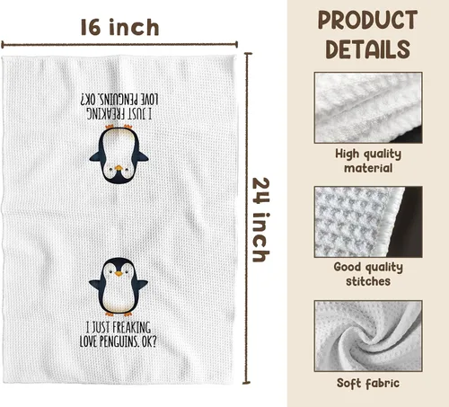 Vista 7 de TNUW Penguin Gifts - Toallas de cocina de 16 x 24 pulgadas, divertidos regalos de invierno para mujeres, paños de cocina con temática de animales